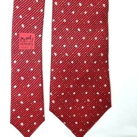 Vtg Hermes Tie Made in France 7945 MA 100% Silk - Picture 1 of 6